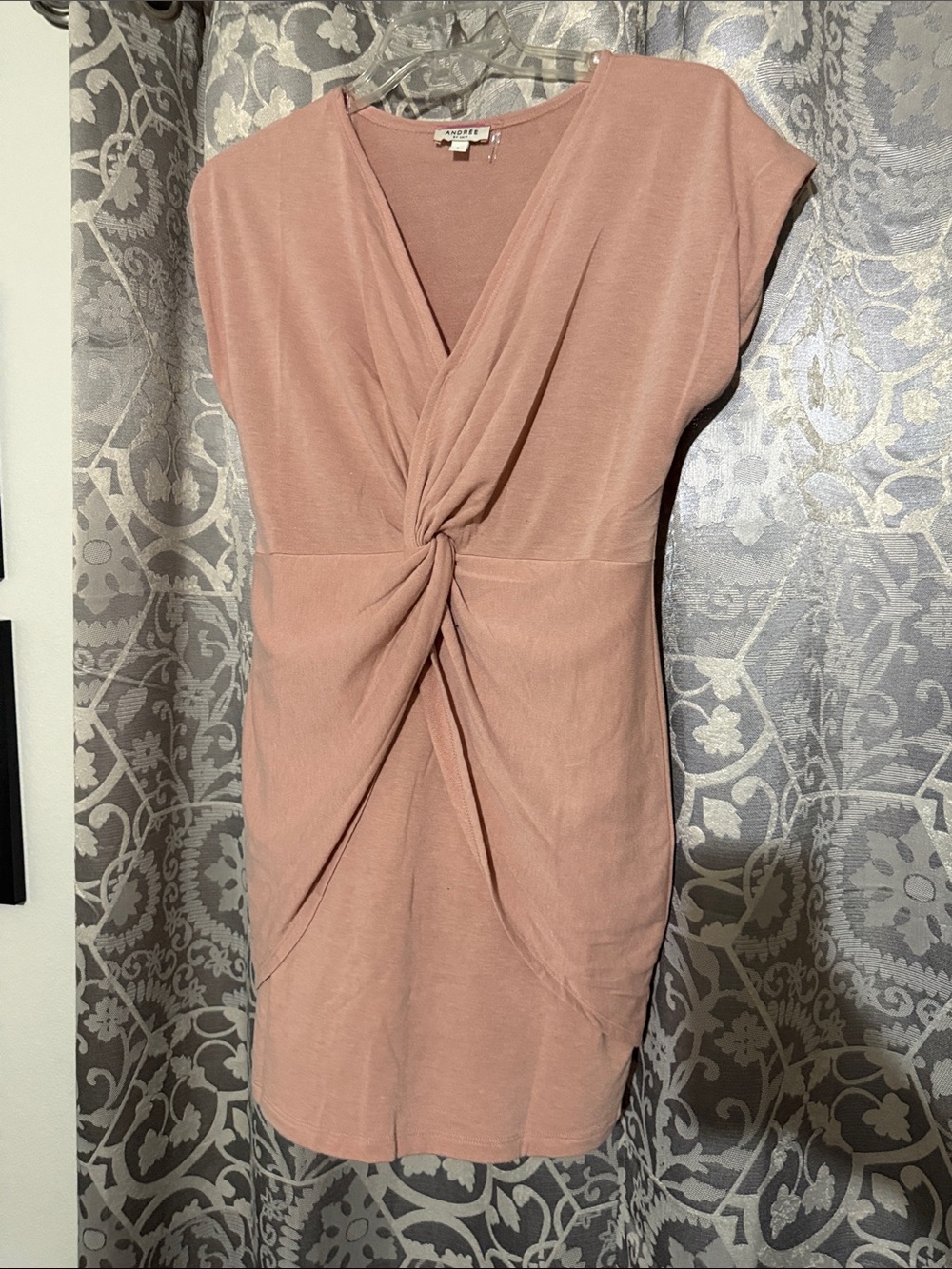 Andree Dusty Rose Twist-Front Mini Dress